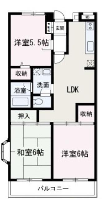 プレミール(3DK/5階)の間取り写真