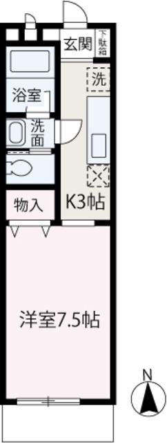 キャンティ(1K/1階)の間取り写真