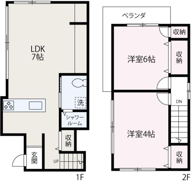 東武鉄道東上線 鶴瀬駅 徒歩14分 2階建 築55年(2DK)の間取り写真
