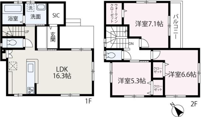 武蔵野線 新座駅 徒歩8分 2階建 築1年(3LDK)の間取り写真