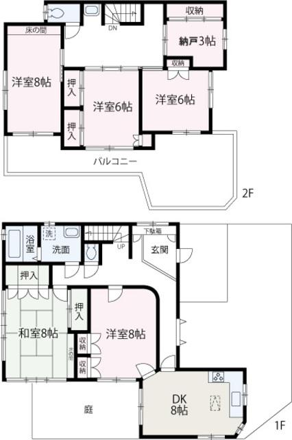 東武鉄道東上線 朝霞駅 徒歩8分 2階建 築43年(5SDK)の間取り写真