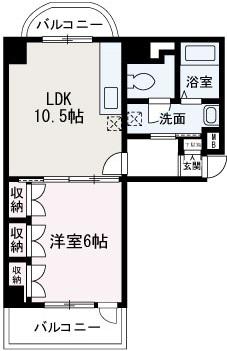 ツィンクルパーシモン(1LDK/4階)の間取り写真