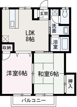 サンプラザA棟(2DK/2階)の間取り写真