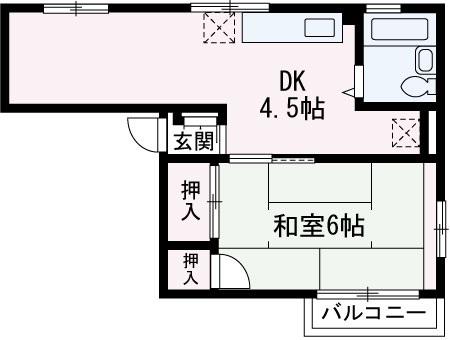 シティハイムキャッスル(1DK/2階)の間取り写真