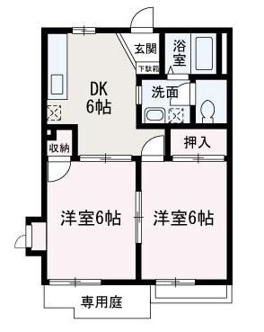 オリンピアシティG棟(2DK/1階)の間取り写真