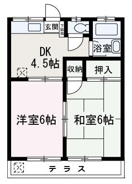 ベルクレール朝霞台(2DK/1階)の間取り写真