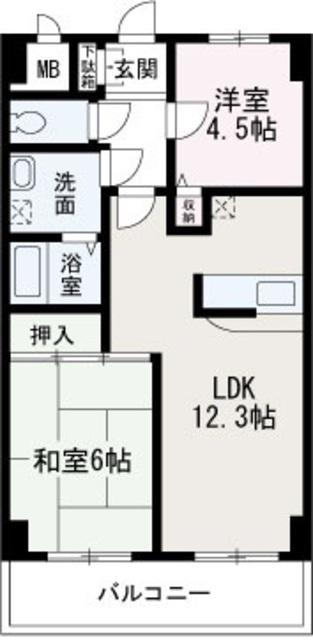 ロータスシャトー(2LDK/5階)の間取り写真