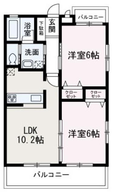 東武鉄道東上線 朝霞台駅 徒歩19分 2階建 築12年(2LDK/2階)の間取り写真