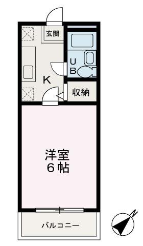 シャローパレスⅢ(1K/2階)の間取り写真