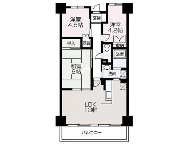 ネオシティ(3LDK/1階)の間取り写真
