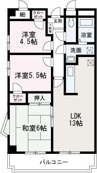 ヒルトップ朝霞台(3LDK/4階)の間取り写真