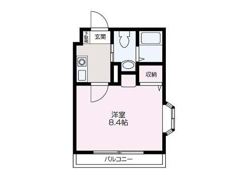 YJ朝霞台(1K/1階)の間取り写真