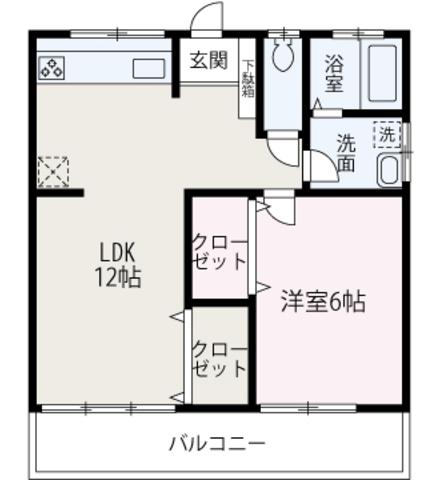 第二ハッピーハイツ小寺(1LDK/1階)の間取り写真