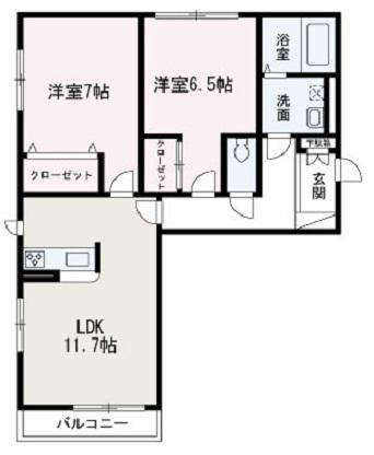 ラシーヌ根岸台(2LDK/2階)の間取り写真