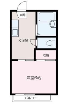 ベルフラワー(1K/2階)の間取り写真