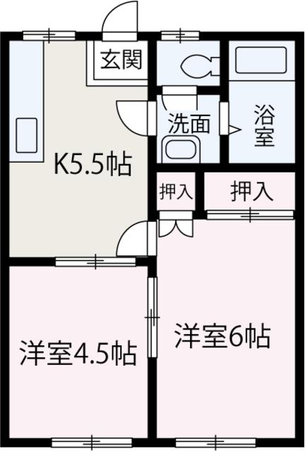 メゾン奈加邑(2K/1階)の間取り写真