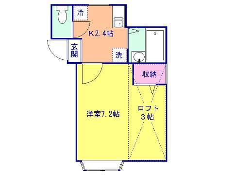 シュールベル(1K/2階)の間取り写真