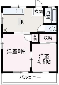 かすみハイツNO.1(2K/2階)の間取り写真