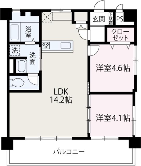 保第一ビル(2LDK/4階)の間取り写真