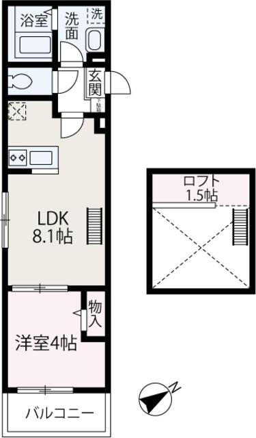 サンテラスKATA2(1LDK/3階)の間取り写真