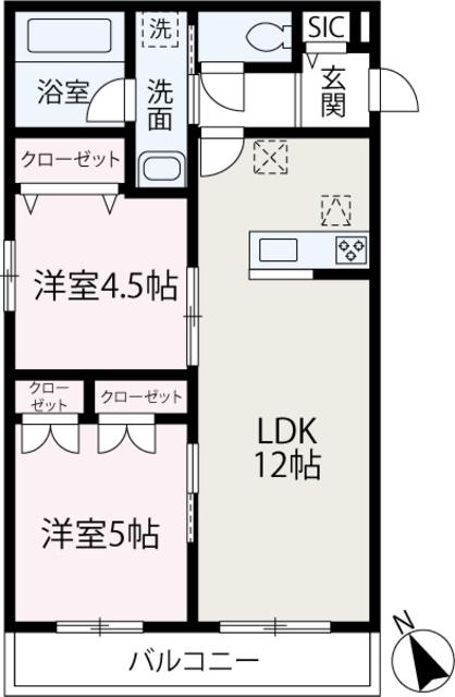 GENEROUS(2LDK/1階)の間取り写真