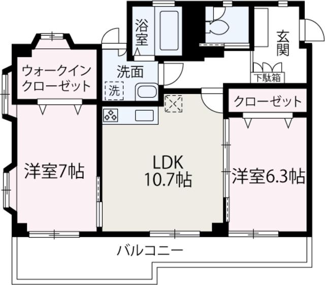 プラネット(2LDK/2階)の間取り写真