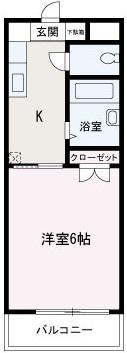 セゾンハイツ(ワンルーム/2階)の間取り写真
