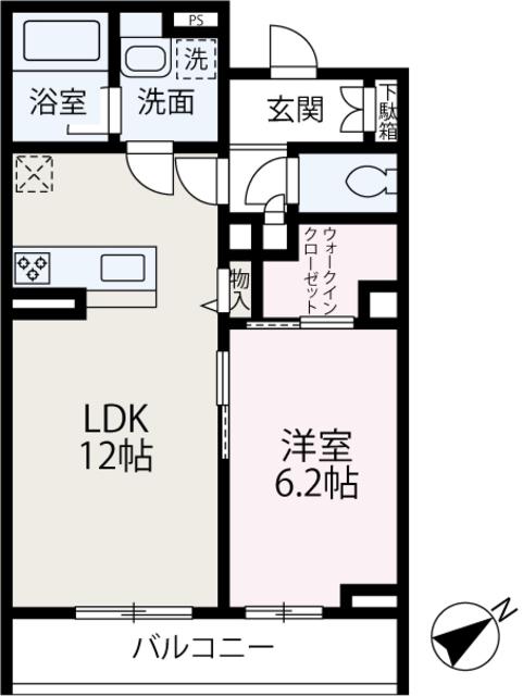 浜崎2丁目マンション(1LDK/2階)の間取り写真