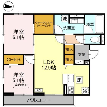 ヴェルデ(2LDK/1階)の間取り写真
