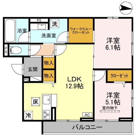 ヴェルデ(2LDK/1階)の間取り写真