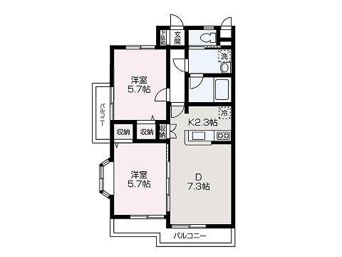 アンジュ(2DK/2階)の間取り写真