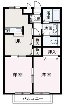 コンフォート和光 B棟(2DK/2階)の間取り写真