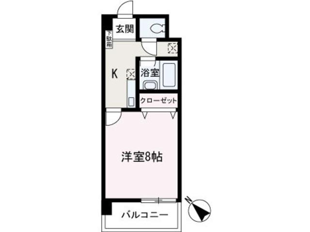 エルヴィーナ2(1K/4階)の間取り写真