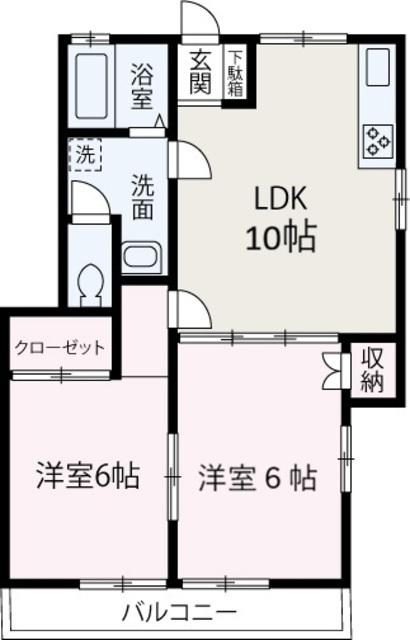 ビラエクセレント(2LDK/1階)の間取り写真