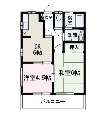 レジデンス・パートⅠ(2DK/1階)の間取り写真