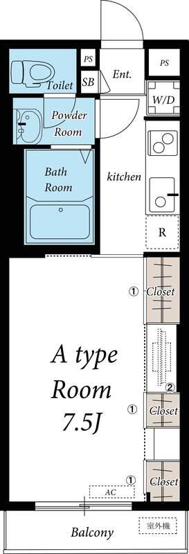 リブリ・TAURUS(1K/2階)の間取り写真