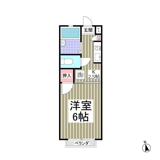 プランドール和光A棟(1K/2階)の間取り写真