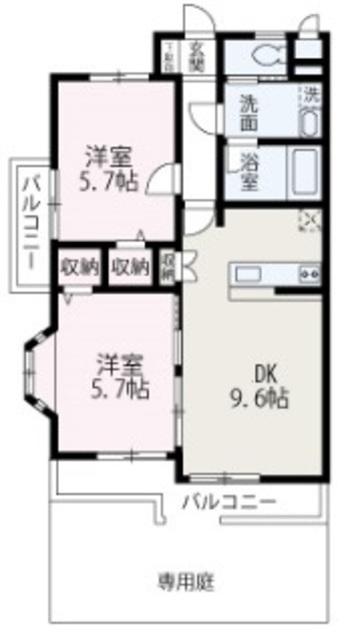 アンジュ(2DK/1階)の間取り写真