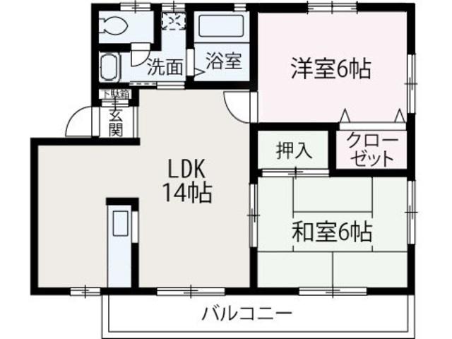 ウォールデンヒルズⅠ(2LDK/2階)の間取り写真