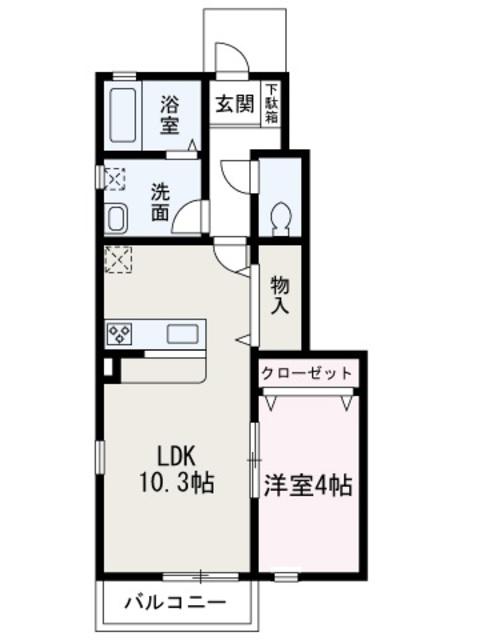 エクウスルーナ和光宮坂(1LDK/1階)の間取り写真