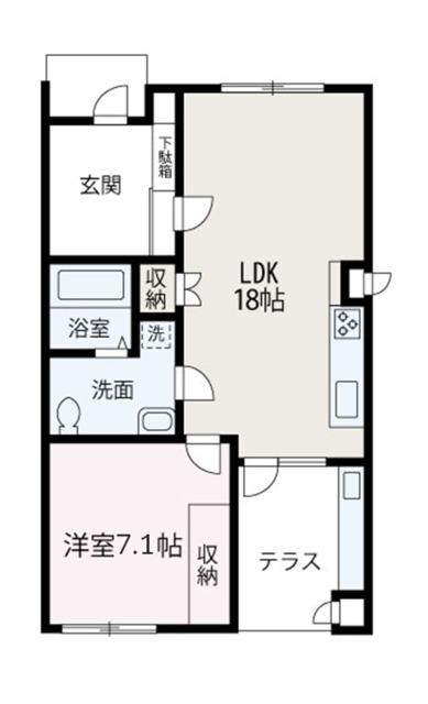 鈴森VILLAGE(1LDK/1階)の間取り写真
