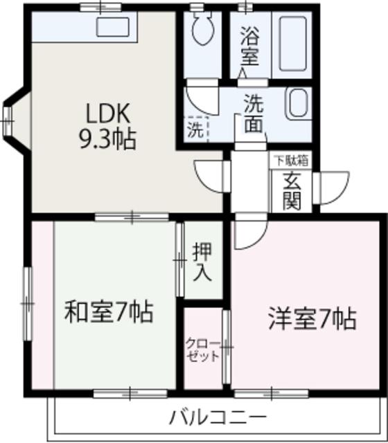 さくらハイツⅡ(2DK/2階)の間取り写真