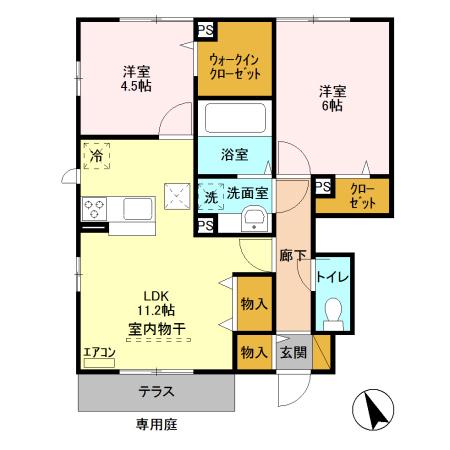 未来樹 壱号棟(2LDK/1階)の間取り写真