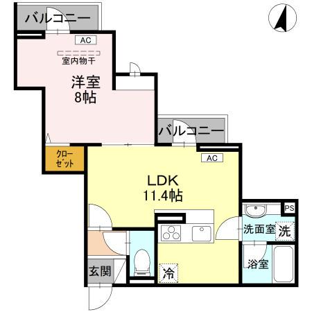 D-SERENO志木柏町(1LDK/3階)の間取り写真