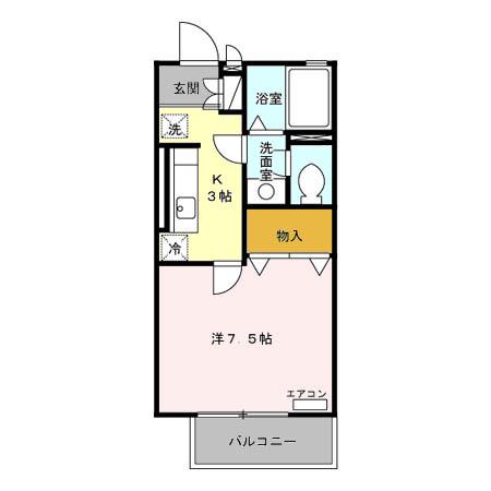 レーヴ平和台(1K/2階)の間取り写真