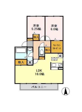 コートエスペランサー F(2LDK/2階)の間取り写真