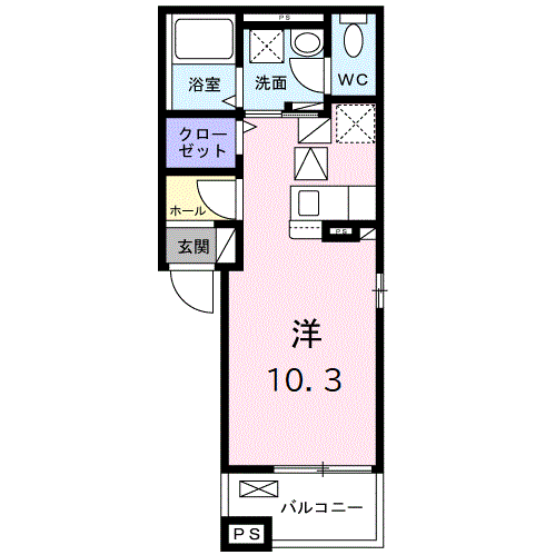 浜崎4丁目アパート(ワンルーム/1階)の間取り写真