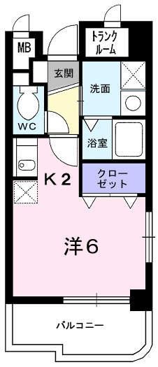 エレガンラルジュⅡ(ワンルーム/1階)の間取り写真