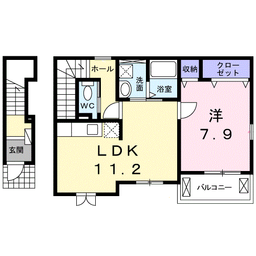 アロマ・ドゥ・ヴィラ(1LDK/2階)の間取り写真