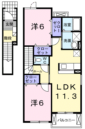 ポートスクエアⅡ(2LDK/2階)の間取り写真
